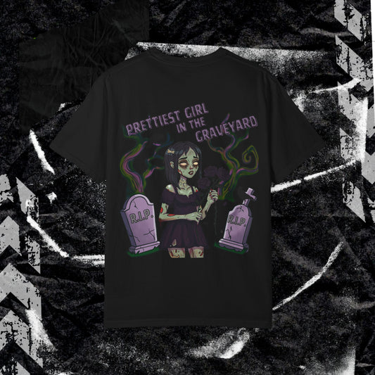 Prettiest Girl In The Graveyard - Unisex Garment-Dyed T-shirt.