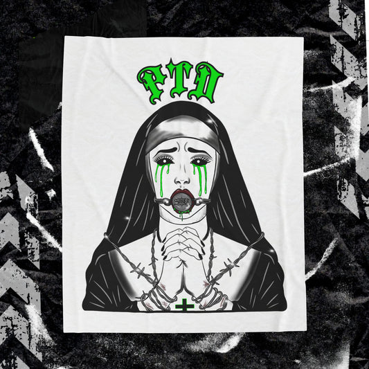Praying Nun Sinner - Velveteen Plush Blanket