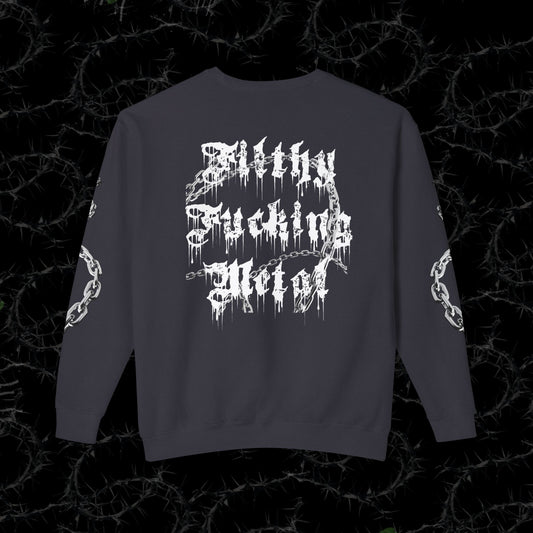 FITHLY F*CKING METAL  (BACK PRINT) - Unisex Lightweight Crewneck Sweatshirt