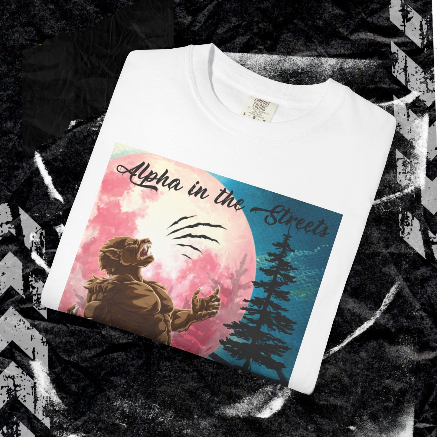 Alpha In The Streets, Kitten In The Sheets - Unisex Garment-Dyed T-shirt.