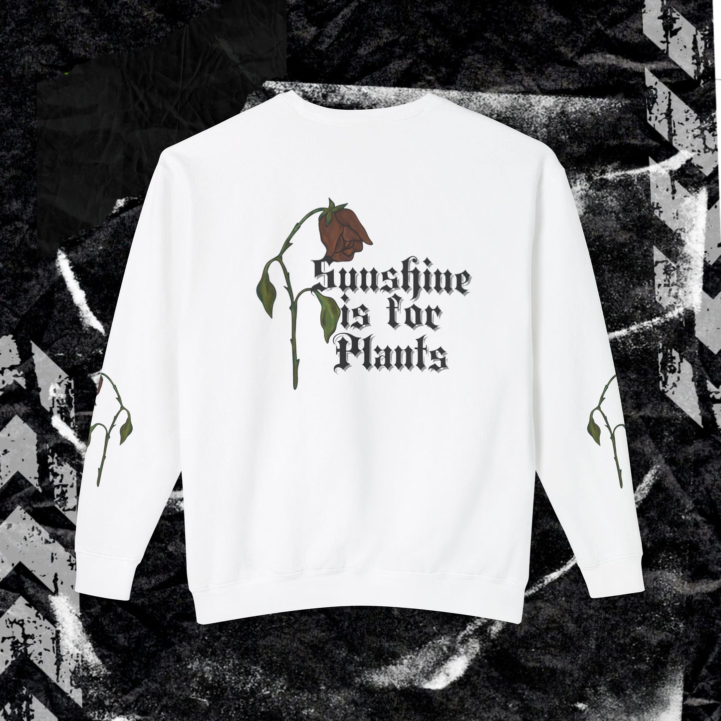 SUNSHINE IS FOR PLANTS (BACK PRINT) - Unisex Lightweight Crewneck Sweatshirt