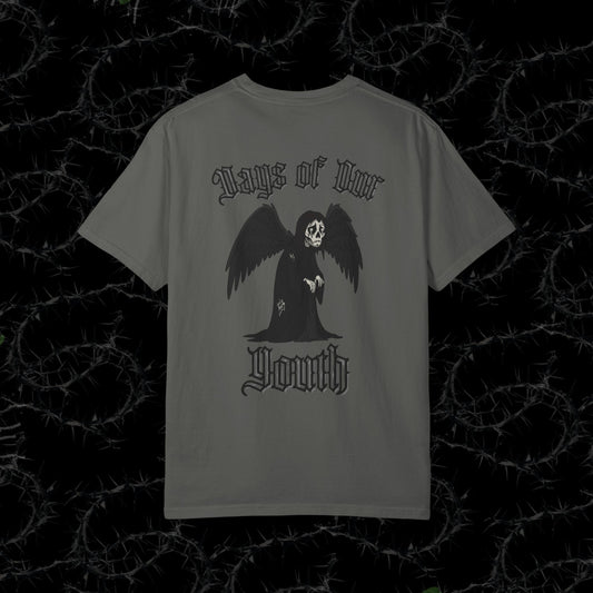 DAYS OF OUR YOUTH (BACK PRINT) - Unisex Garment-Dyed T-shirt.