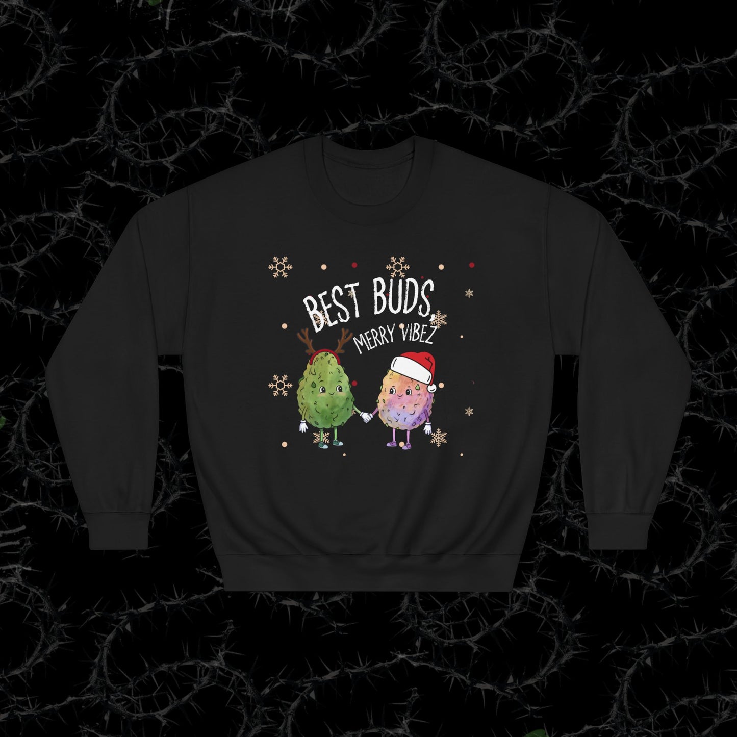 BEST BUDS, MERRY VIBEZ - Unisex DryBlend® Crewneck Sweatshirt
