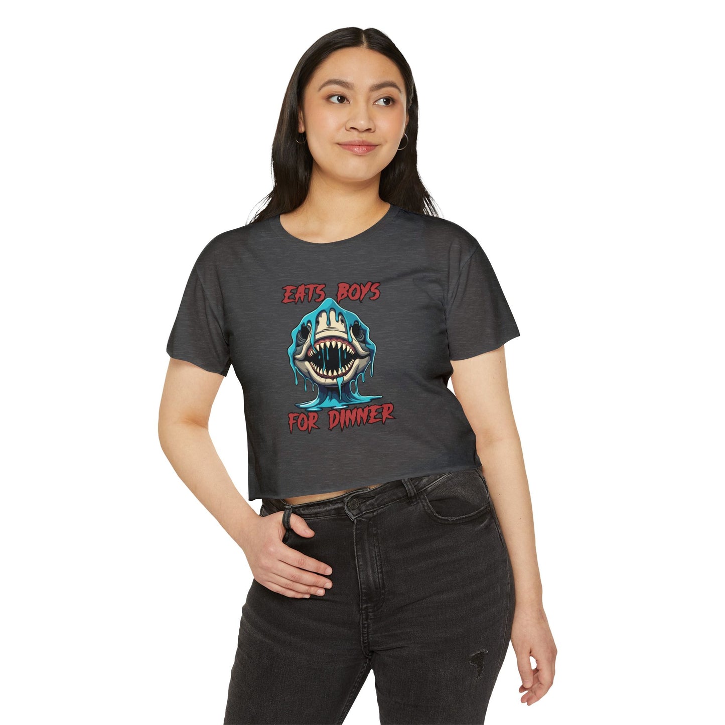 Eats Boys For Dinner Shark - Festival Crop Top