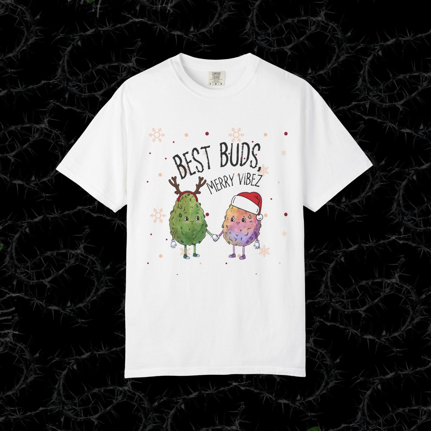 BEST BUDS, MERRY VIBEZ - Unisex Garment-Dyed T-shirt
