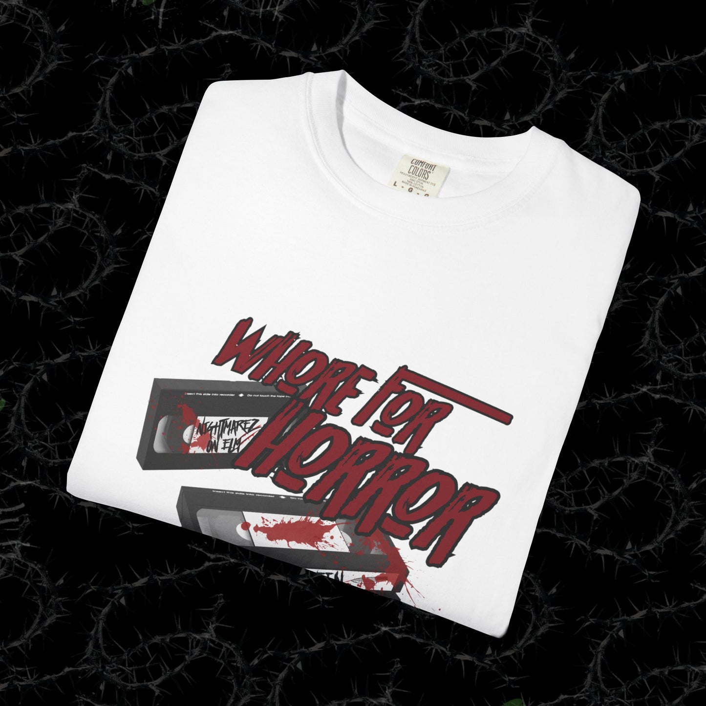 WHORE FOR HORROR - Unisex Garment-Dyed T-shirt.