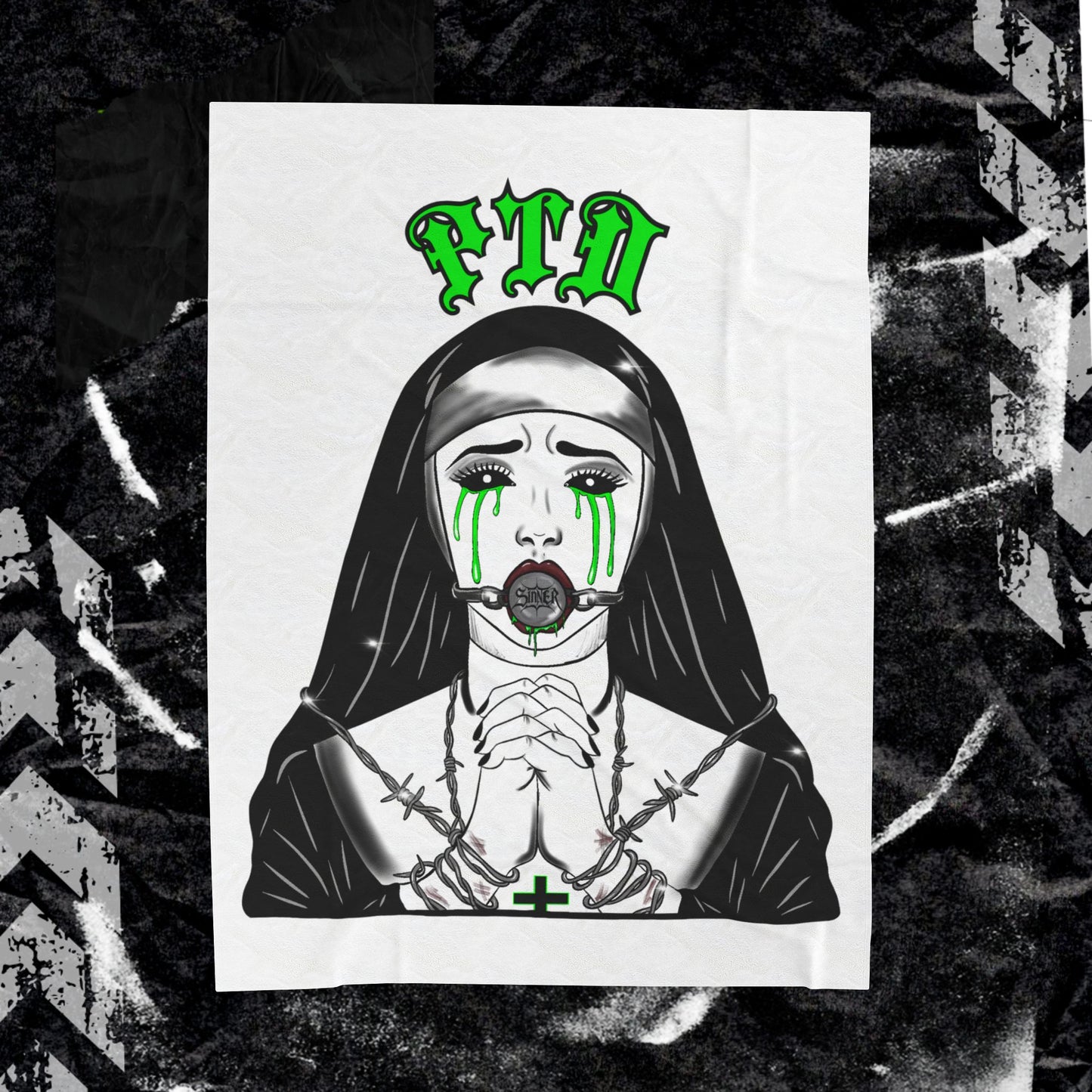 Praying Nun Sinner - Velveteen Plush Blanket
