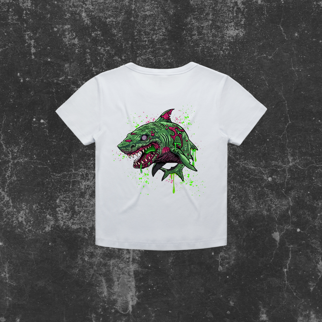 GRUNGE SHARK (backprint) Organic Rib Baby Tee