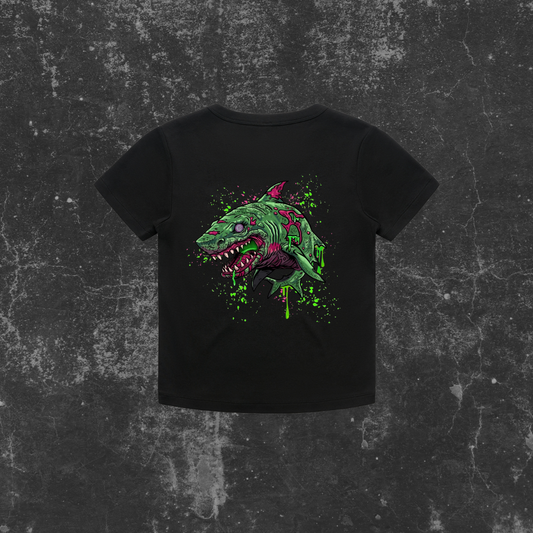 GRUNGE SHARK (backprint) Organic Rib Baby Tee