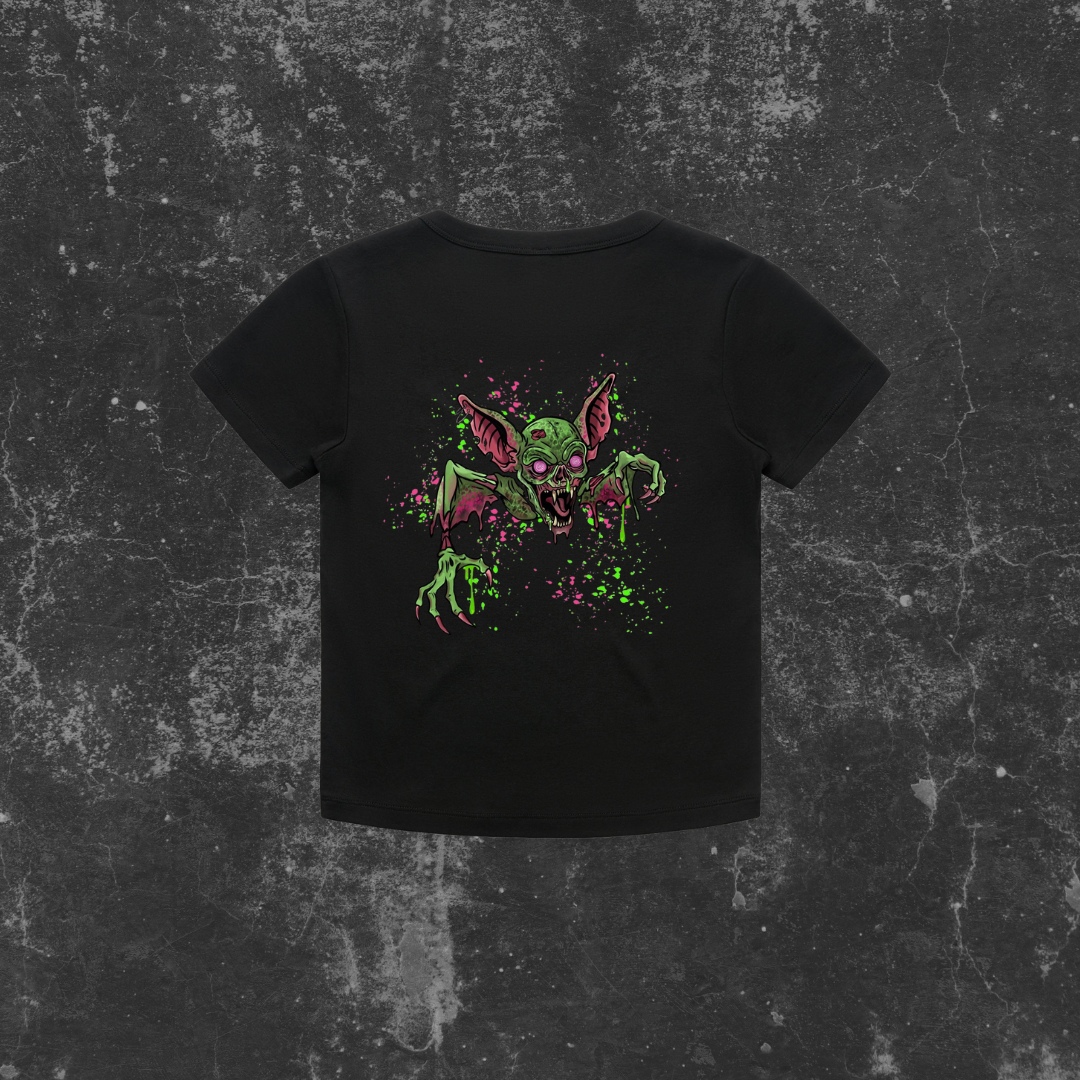 GRUNGE BAT (backprint) Organic Rib Baby Tee