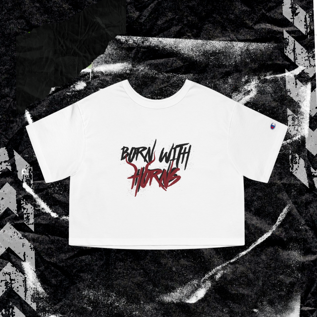 BORN WITH HORNS - Champion Women's Heritage Cropped T-Shirt
