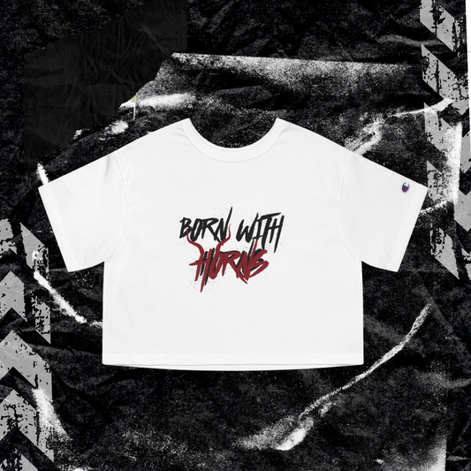 BORN WITH HORNS - Champion Women's Heritage Cropped T-Shirt