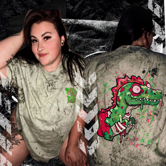 Grunge Dino - (backprint) color blast t-shirt