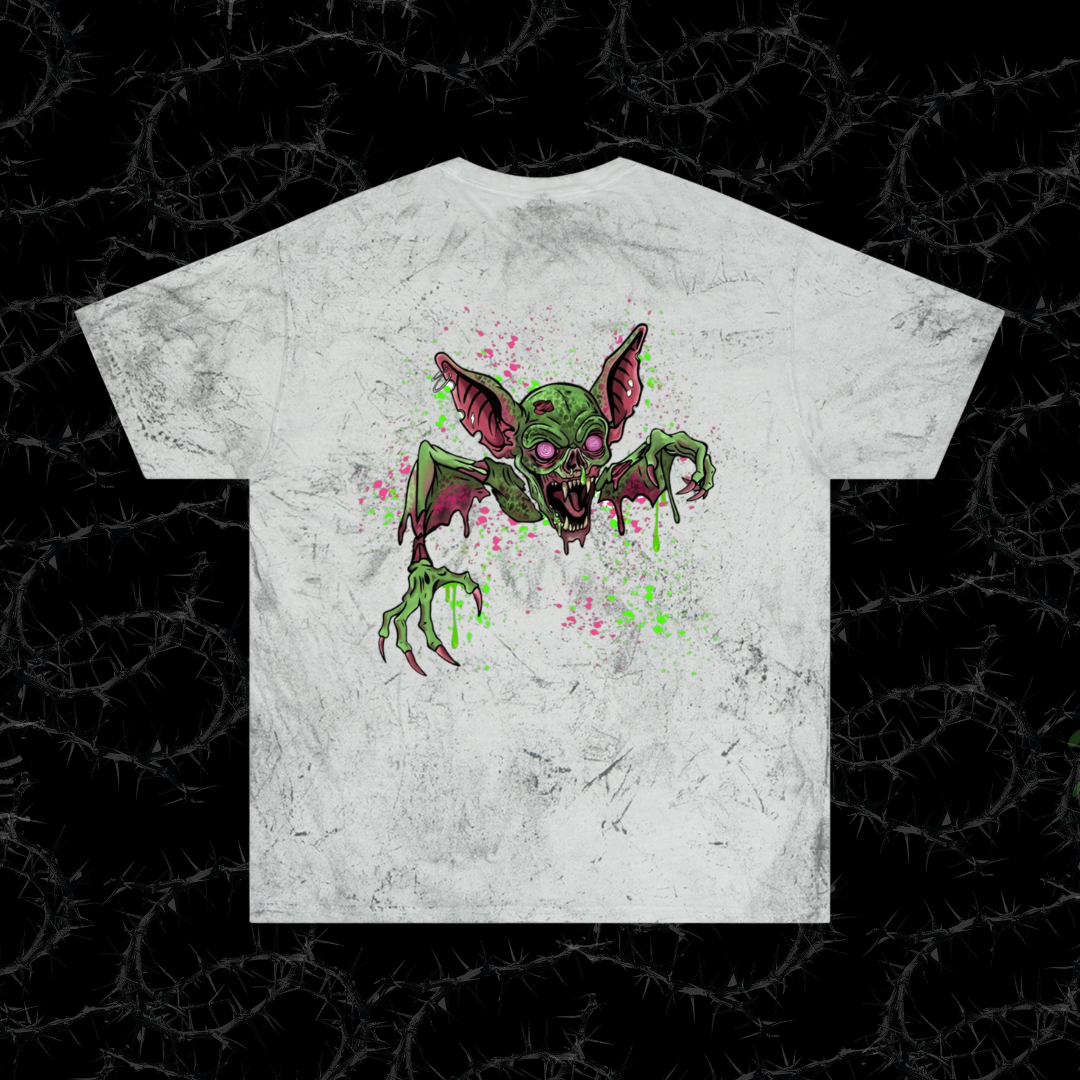 Grunge Bat - (backprint) color blast t-shirt