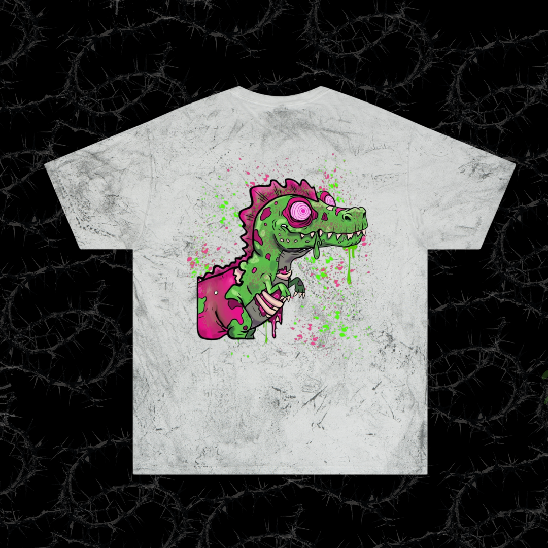 Grunge Dino - (backprint) color blast t-shirt