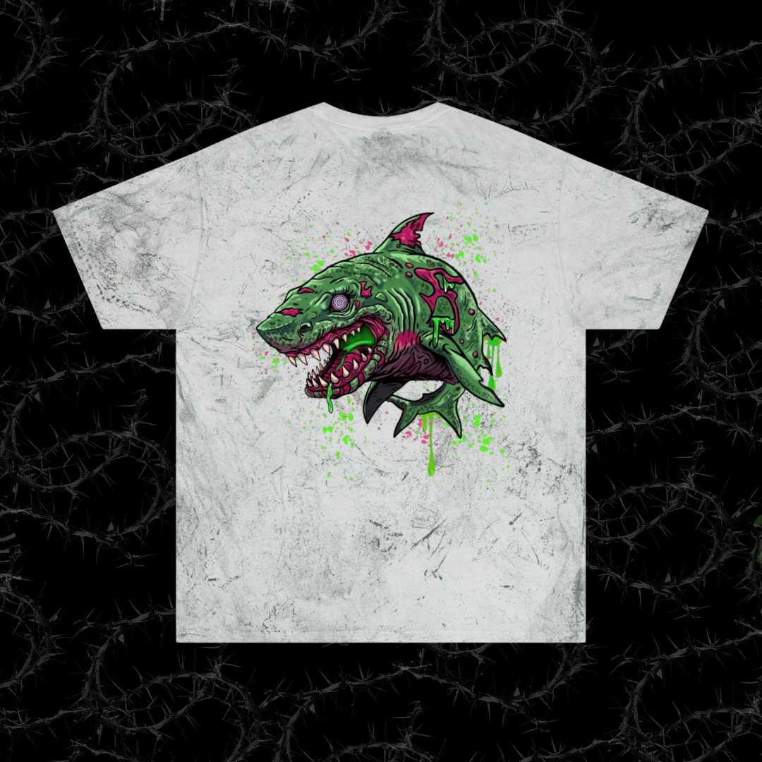 Grunge Shark - (backprint) color blast t-shirt