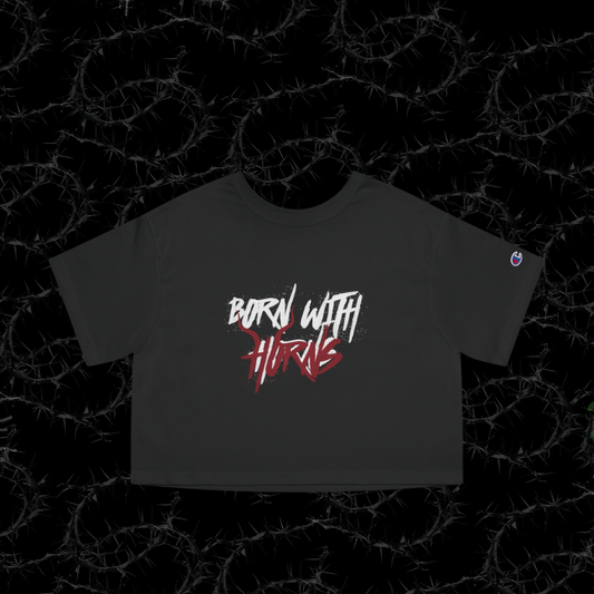 BORN WITH HORNS - Champion Women's Heritage Cropped T-Shirt
