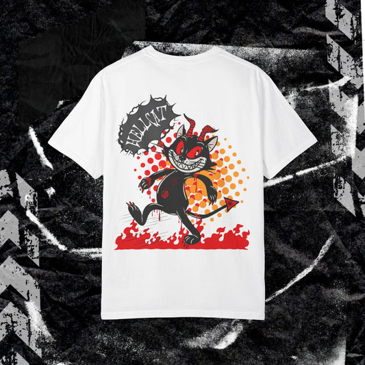 HELLCAT (BACK PRINT) - Unisex Garment-Dyed T-shirt.
