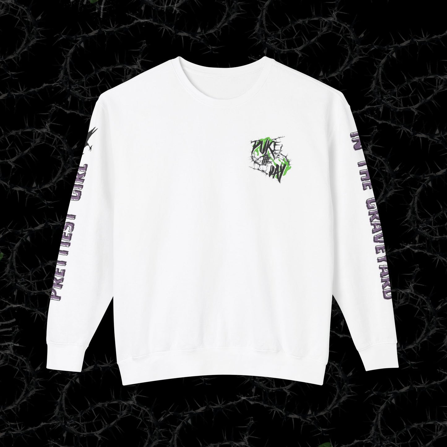 Prettiest Girl In The Graveyard (BACK PRINT)  - Unisex Lightweight Crewneck Sweatshirt