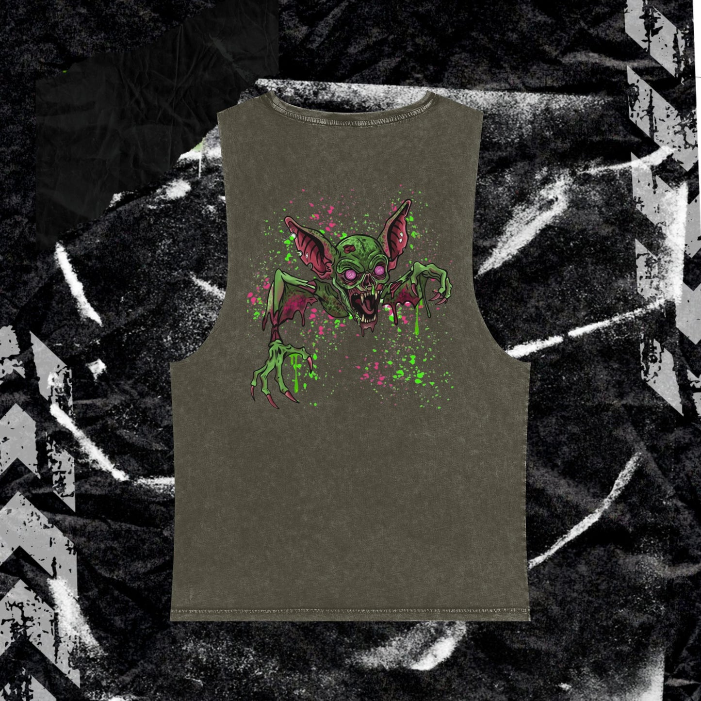 GRUNGE BAT (backprint) Stonewash Tank Top
