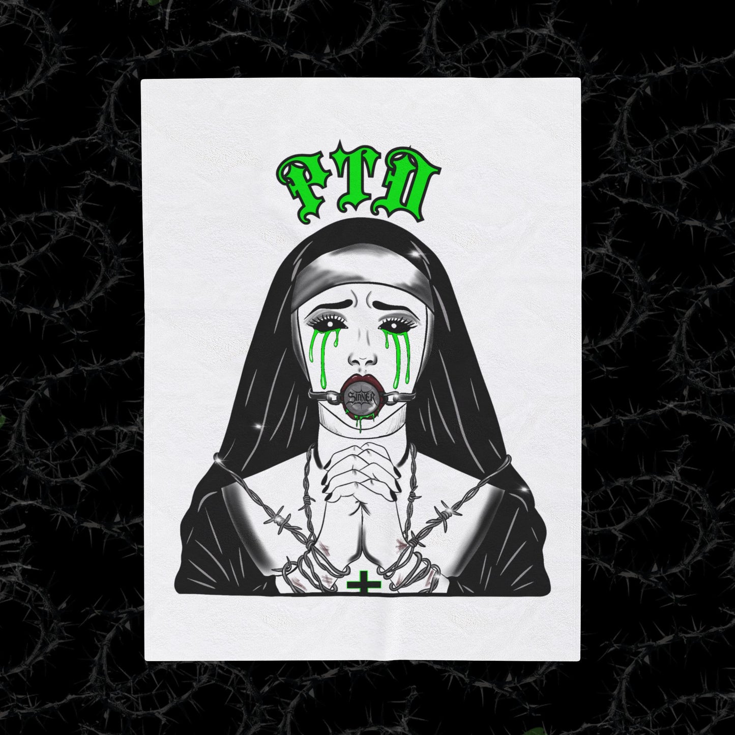 Praying Nun Sinner - Velveteen Plush Blanket