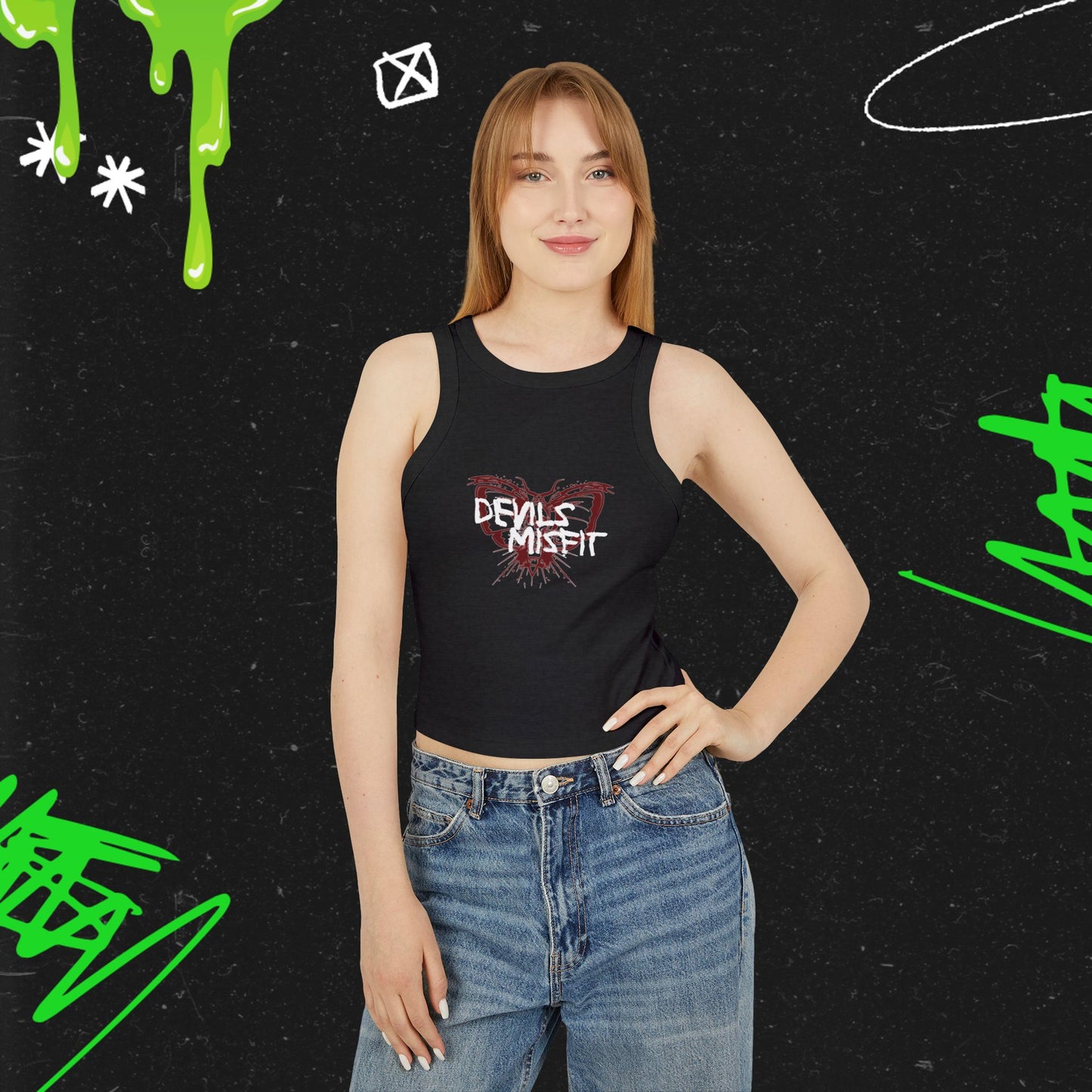 DEVILS MISFIT - Women's Micro Rib Racer Tank Top
