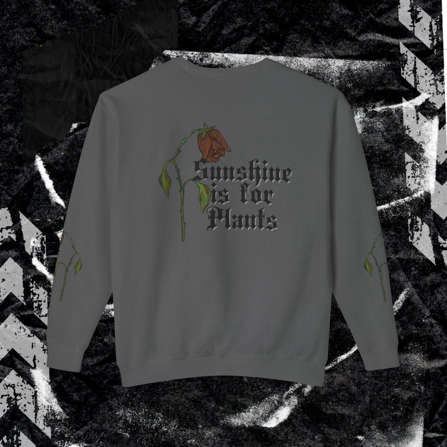 SUNSHINE IS FOR PLANTS (BACK PRINT) - Unisex Lightweight Crewneck Sweatshirt