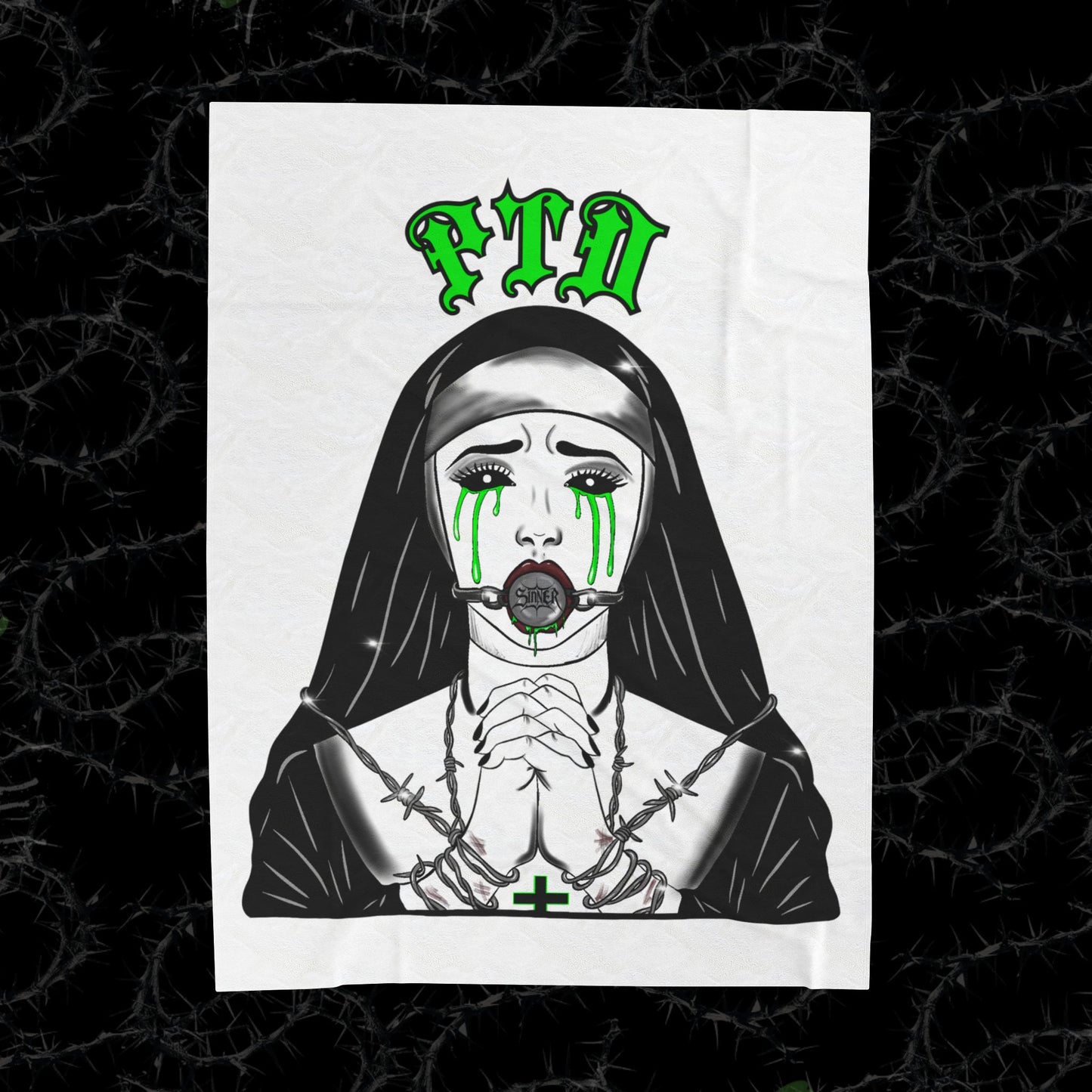 Praying Nun Sinner - Velveteen Plush Blanket
