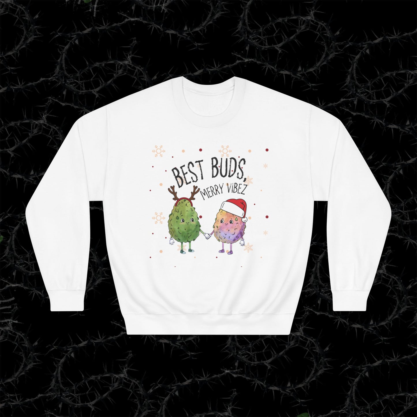 BEST BUDS, MERRY VIBEZ - Unisex DryBlend® Crewneck Sweatshirt