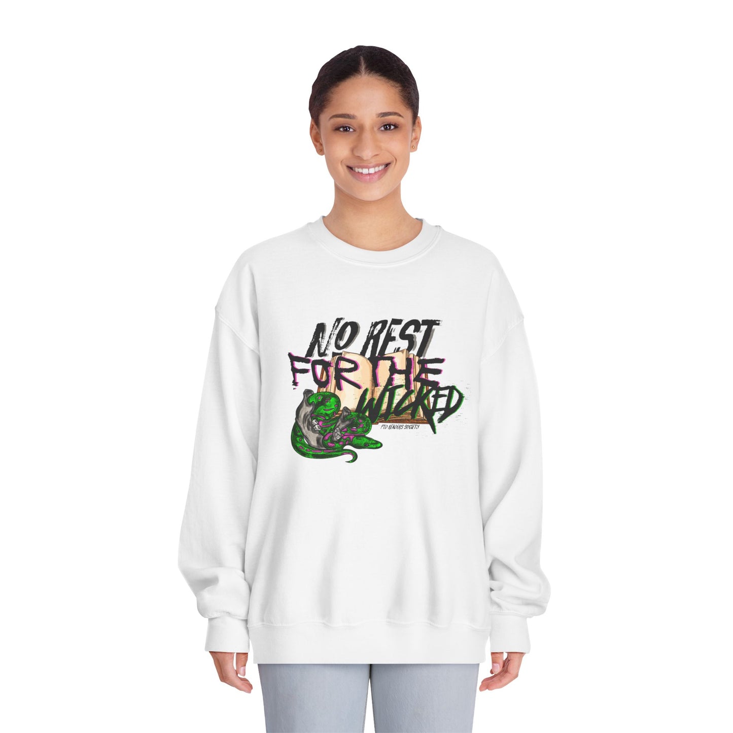NO REST FOR THE WICKED - PTD READERS SOCIETY- Unisex DryBlend® Crewneck Sweatshirt
