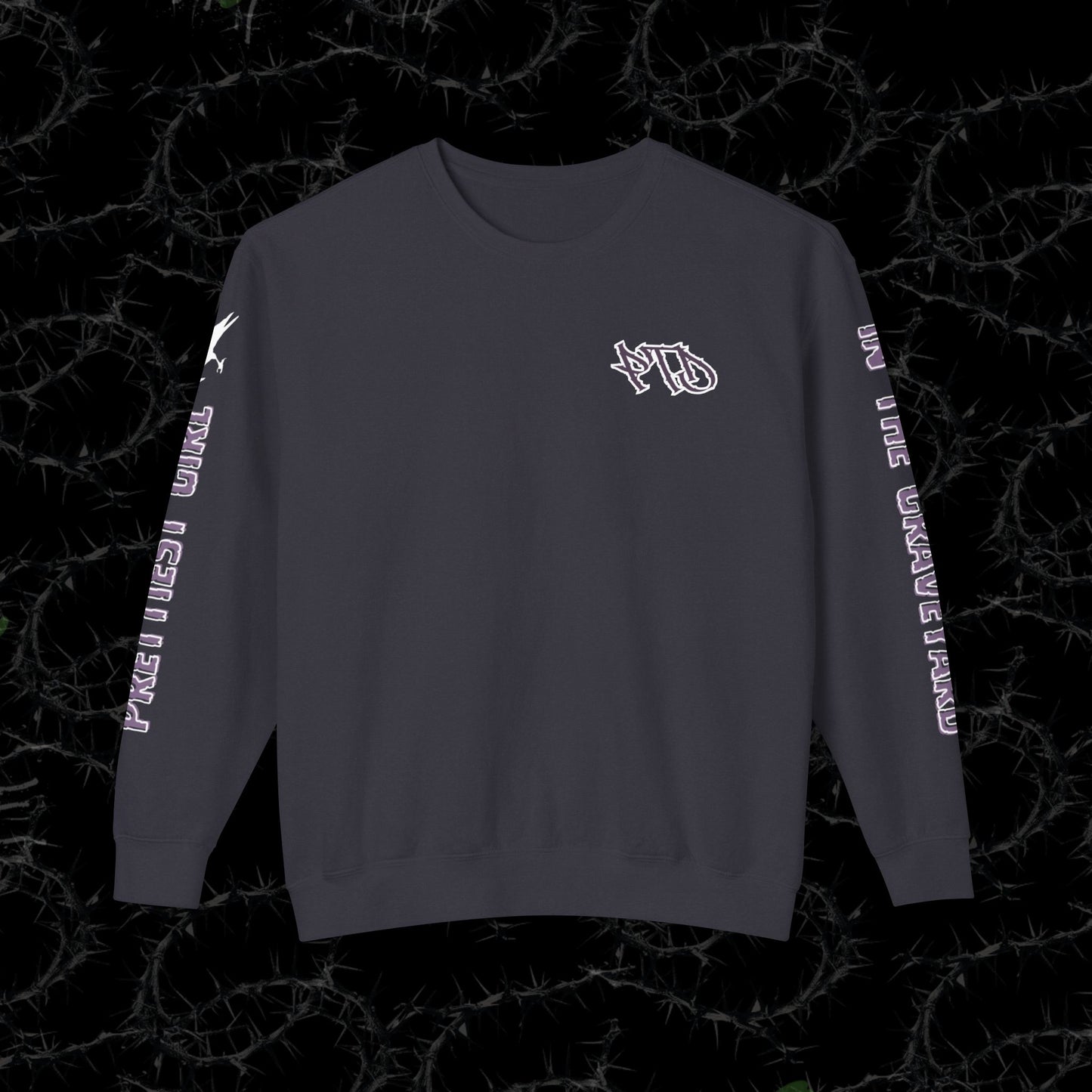 Prettiest Girl In The Graveyard (BACK PRINT)  - Unisex Lightweight Crewneck Sweatshirt