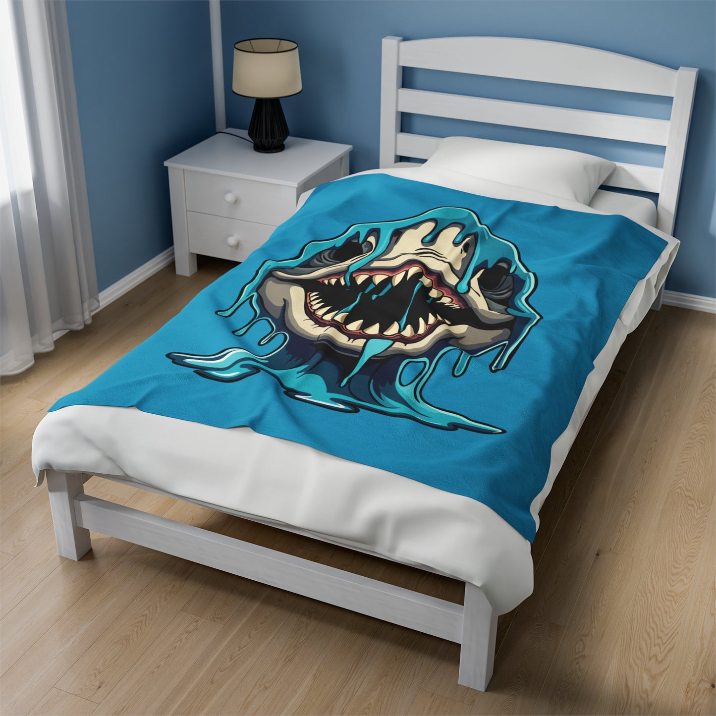 Eats Boys For Dinner Shark  - Velveteen Plush Blanket