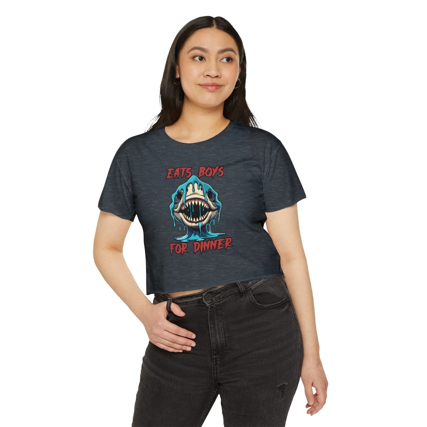 Eats Boys For Dinner Shark - Festival Crop Top