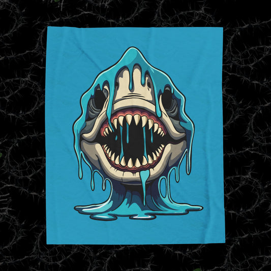 Eats Boys For Dinner Shark  - Velveteen Plush Blanket