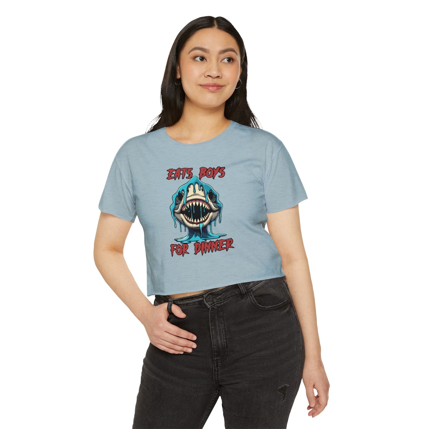 Eats Boys For Dinner Shark - Festival Crop Top