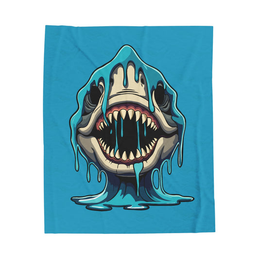 Eats Boys For Dinner Shark  - Velveteen Plush Blanket