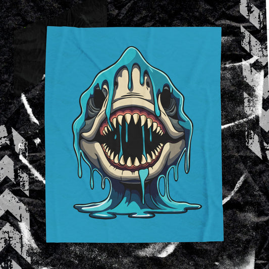 Eats Boys For Dinner Shark  - Velveteen Plush Blanket