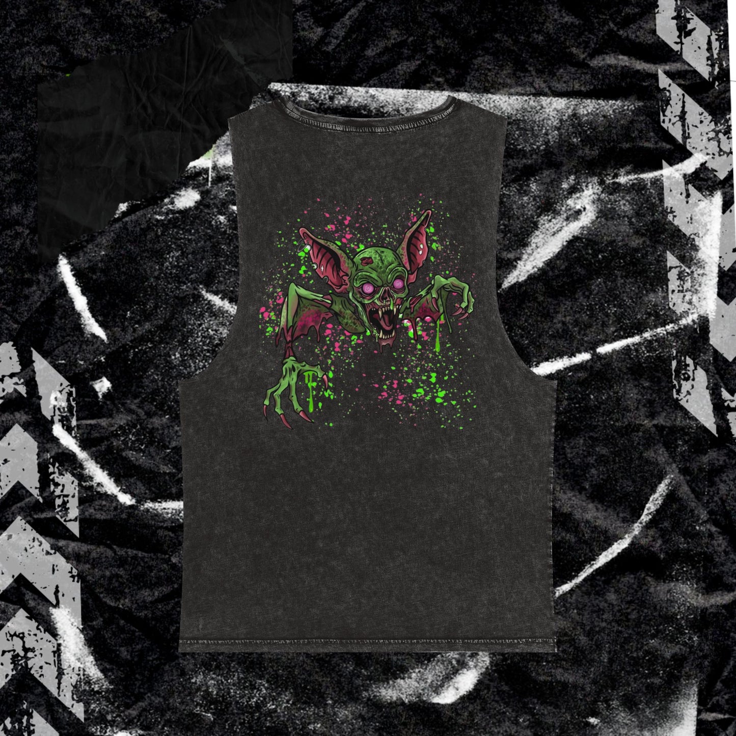 GRUNGE BAT (backprint) Stonewash Tank Top