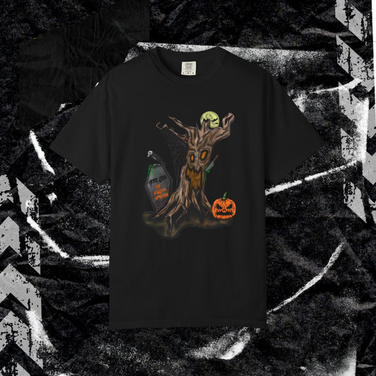HERE LIES THE HEADLESS HORSEMAN - Unisex Garment-Dyed T-shirt.