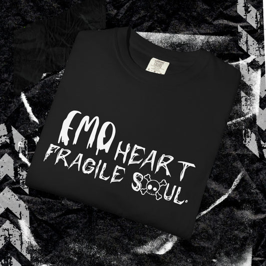 EMO Heart, Fragile Soul -  Unisex Garment-Dyed T-shirt. Ll